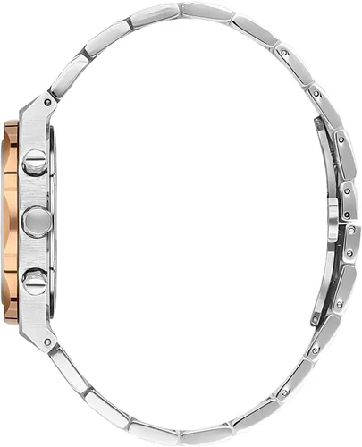 Vista 2 de Reloj analógico para hombre de 1.693 in, correa de acero inoxidable, multifunción, doble hora 12H24H, díafecha