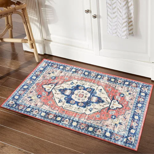 Vista 10 de FairOnly Alfombras lavables de 2 x 3 pulgadas, alfombra antideslizante de pelo bajo, alfombra de piso con estampado envejecido, alfombra de área