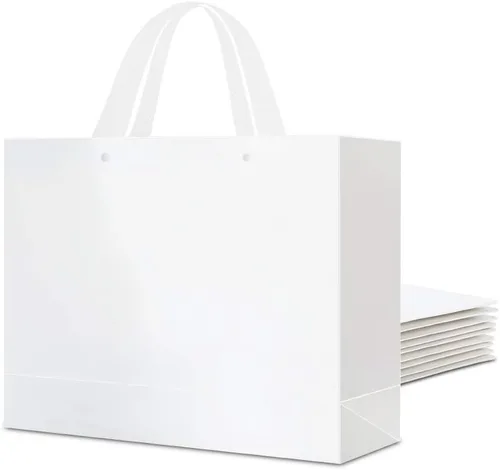 Vista 8 de PACKHOME 10 bolsas de regalo grandes de 14.5 x 5 x 10.5 pulgadas, bolsas de regalo negras de alta calidad con asas para regalar