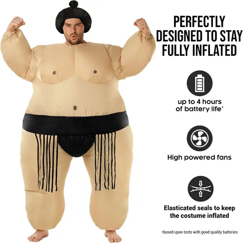 Vista 3 de Morph Trajes de lucha de sumo para adultos, disfraz de luchador de sumo para adultos, disfraz inflable de Halloween para adultos, disfraces
