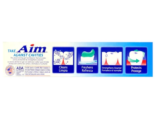 Vista 4 de Aim Aim Cavity Protection - Pasta de dientes en gel de menta, 5.5 onzas (paquete de 3)