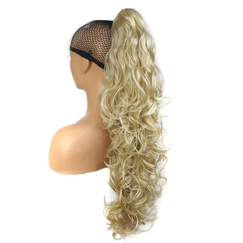 Vista 6 de Lydell 30" largo rizado peinado clip en garra cola de caballo extensión pelo sintético postizo 9.88 oz con un clip de mandíbula/garra (negro)