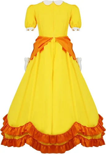 Vista 3 de PAINEOMN Disfraz de princesa melocotón para mujer, vestido de cosplay de Super Brothers 2023, juego de corona, aretes y guantes, traje de Halloween