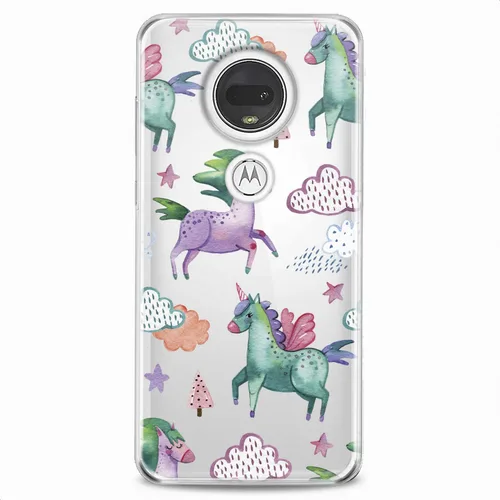 Vista 6 de Funda de TPU compatible con Motorola G9 G8 Plus G7 E20 P40 Z4 Edge 20 G22 Stylus transparente Animal Unicorn Pattern Teen Kawaii Horse Soft Kids