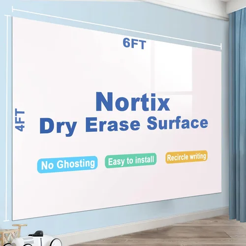 Vista 8 de Nortix Papel tapiz de pizarra blanca, papel de contacto para pizarra blanca, 36 x 24 pulgadas, calcomanía de pizarra súper adhesiva para pared