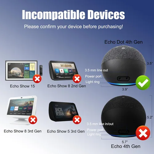 Vista 4 de Cargador adaptador de corriente de 15 W, repuesto para dispositivos Echo Dot y Echo Spot Compatible con Echo Dot (3ª/4ª generación), Echo Dot