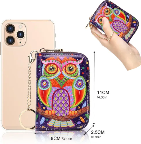 Vista 5 de APHISON RFID - Tarjetero, carteras para mujer. Funda para tarjetas de piel con cremallera para mujerniñaCaja regalo