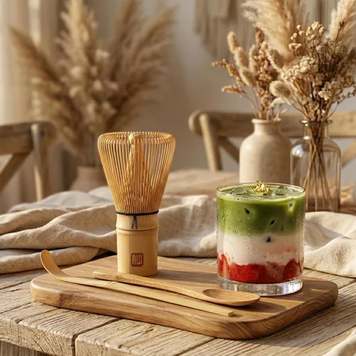 Vista 4 de Restaurantware - Juego de batidor de té Dojo Matcha, juego de 3 piezas de cepillos tradicionales de matcha, incluye batidor (Chasen), cuchara