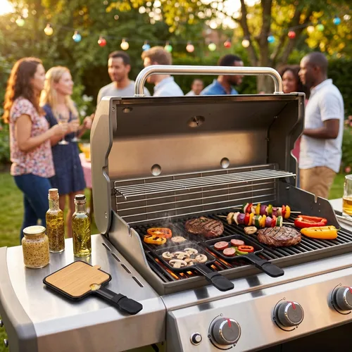 Vista 2 de Paquete de 4 sartenes de raclette prémium con mango extendido, mini sartenes antiadherentes para fundir queso para barbacoa al aire libre, sartén