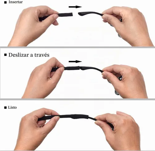 Vista 3 de Correa de gafas (2 piezas) Correa de gafas deportivas Retenedor ajustable de gafas de sol para hombres mujeres Paquete de 2 (negro)