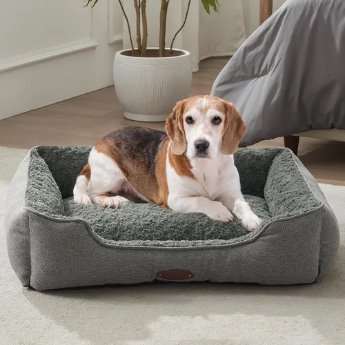 Vista 14 de Cama extra pequeña para perros y gatos, felpa de lujo, cómoda y duradera, lavable, rectangular, parte inferior antideslizante, tamaño 19 x 16 Gris