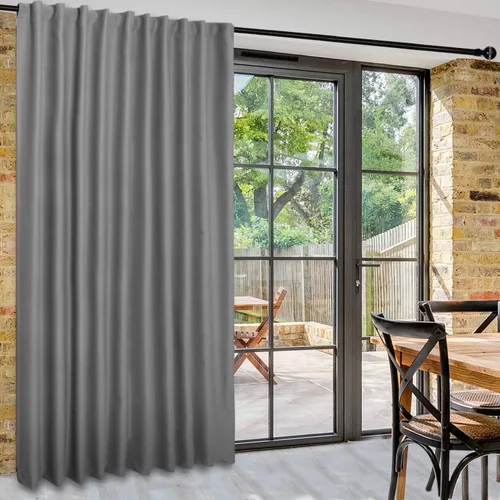 Vista 90 de DWCN Cortina opaca divisora de privacidad para puerta corrediza de patio, cortinas térmicas extra anchas con pestaña trasera y bolsillo para barra