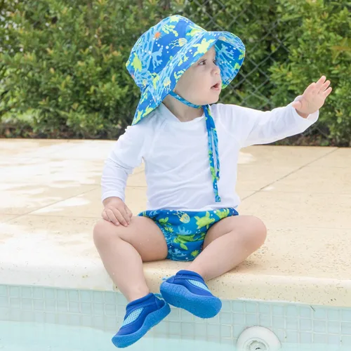 Vista 3 de green sprouts Snap Reusable Absorbent Swimsuit Diaper, Light Pink Pinstripe, 24 Month