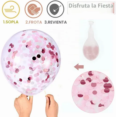 Vista 4 de Globos rosados, globos de látex rosa intenso y blanco de 12 pulgadas