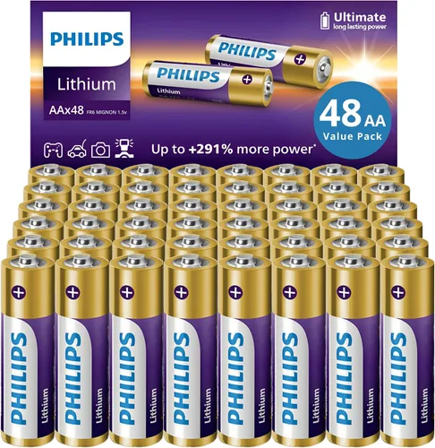 Vista 10 de PHILIPS Paquete de 8 baterías AA de litio, batería doble AA de litio de larga duración, pilas AA de alta capacidad de 1.5 V para dispositivos