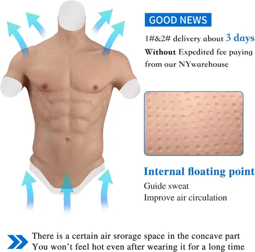 Vista 4 de YIQI Chaleco de silicona para el pecho de los músculos abdominales de silicona suave