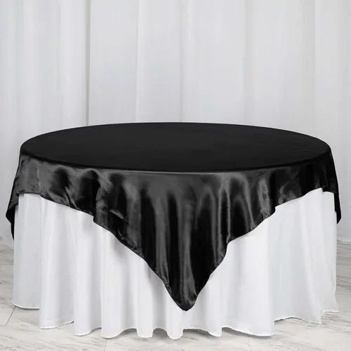 Vista 51 de Efavormart Paquete de 5 Sobremanteles Cuadrados de Satén de 60" para Decoraciones de Mesa de Bodas, Catering y Fiestas, Cubierta de Mantel Negro