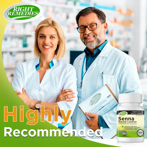 Vista 4 de RIGHT REMEDIES Laxante natural Senna, (300 tabletas), Senna 8.6 mg, laxantes suaves durante la noche para aliviar el estreñimiento, comparado