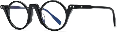 Vista 5 de HEPIDEM Marco de gafas de acetato para hombre, nuevo marco de gafas óptico retro redondo vintage, 9183 Negro
