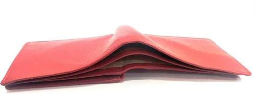Vista 4 de Billetera de piel auténtica para hombre, color rojo