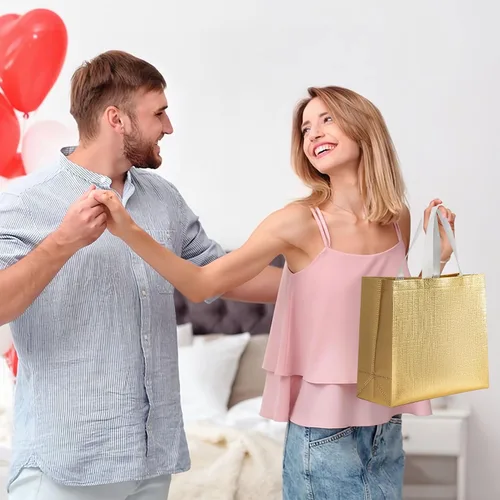 Vista 6 de Paquete de 25 bolsas de regalo grandes para regalo, fiesta de cumpleaños, boda, bolsa de regalo reutilizable, bolsas de regalo gigantes plateadas