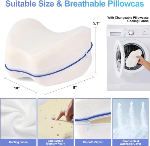 Vista 2 de Almohada de rodilla para personas que duermen de lado para dolor de espalda, almohada de piernas para dormir de lado, cojín de espuma viscoelástica