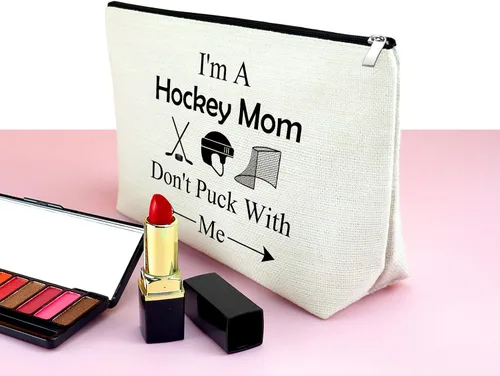 Vista 3 de Mxrymvu Regalos de jugador de hockey para mujeres, bolsa de maquillaje, jugador de hockey sobre hielo, regalo de cumpleaños y graduación, Soy una