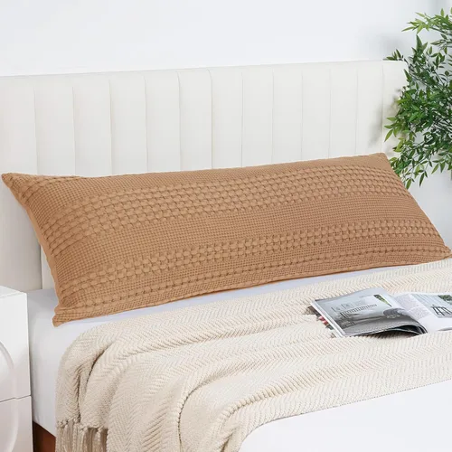 Vista 82 de PHF Fundas de almohada 100% algodón con tejido de gofre de 24 x 24 pulgadas, paquete de 2 fundas cuadradas para decoración elegante del hogar, sin