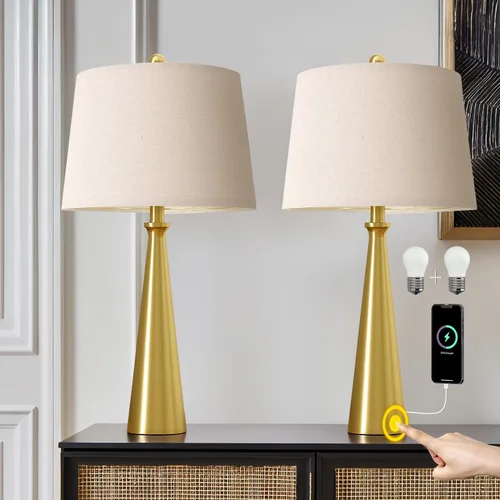 Vista 13 de Oneach Lámparas de mesa de 25.75 pulgadas para sala de estar, lámpara de noche regulable de 3 vías, con control táctil regulable de 3 vías, moderna