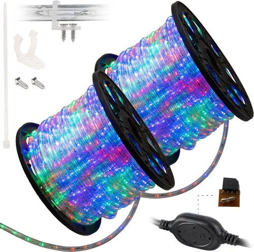 Vista 21 de Cuerda de luces LED de 10 pies, permanente, impermeable, conectable, flexible, con tubo de PVC transparente, certificado ETL, iluminación festiva