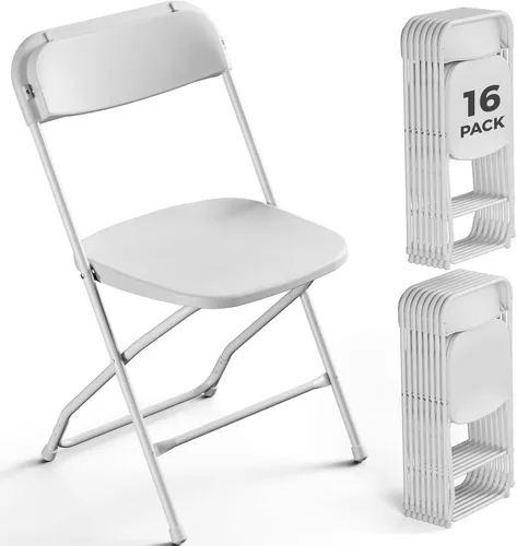 Vista 17 de Paquete de 2 sillas plegables de plástico negro, sillas plegables portátiles para exteriores con marco de acero, capacidad de 350 libras, sillas