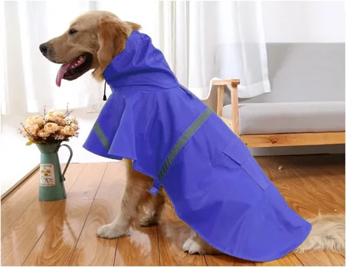 Vista 2 de Mikayoo - Impermeable ajustable para perros, poncho a prueba de agua, ropa ligera para lluvia con capucha y tira reflejante