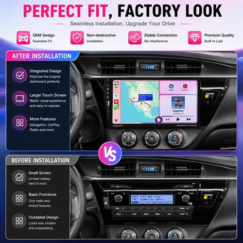 Vista 5 de Estéreo de Coche de 9 Pulgadas de DIN Único con Apple CarPlay Inalámbrico Android Auto, Radio de Coche, Pantalla Táctil IPS de 9" de Capacitancia