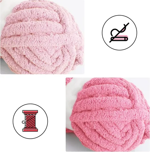 Vista 6 de MABOZOO Paquete de 8 ovillos de hilo grueso surtido para crochet - Chenilla jumbo esponjosa, hilo suave y voluminoso para tejer a mano o con los Rojo