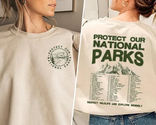 Vista 6 de Sudadera de Parques Nacionales - Protege Nuestros Parques Nacionales Montañas Senderismo Suéter de 2 Caras
