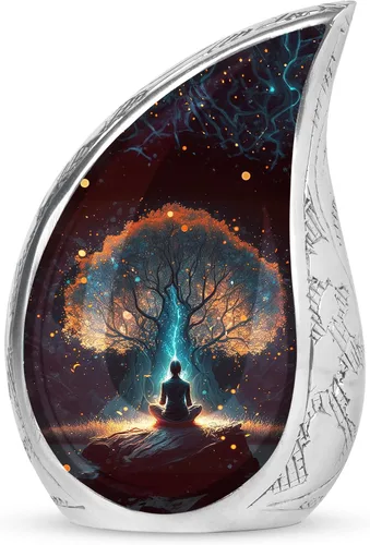 Vista 11 de Aurora Borealis - Urna de cremación en forma de lágrima para cenizas humanas de adultos hombres y mujeres, urna decorativa funeraria de Aurora