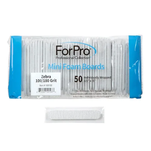 Vista 10 de ForPro Professional Collection Mini tablero de espuma, negro, grano 100/180, lima de uñas de manicura de doble cara, envuelta individualmente, 3.5
