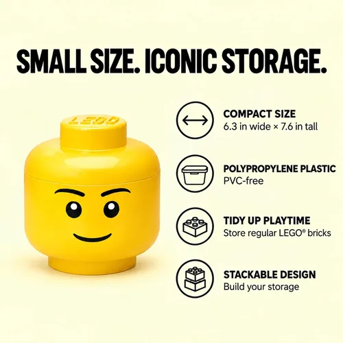 Vista 2 de LEGO - Cabezal de almacenamiento (pequeño), caja de almacenamiento de Amarillo brillante