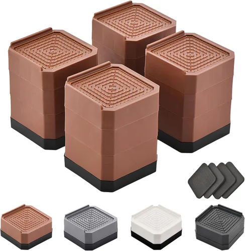 Vista 15 de EclatBain Elevadores rectangulares para cama, elevadores de muebles rectangulares de alta resistencia, con bloques ajustables de elevación de hasta