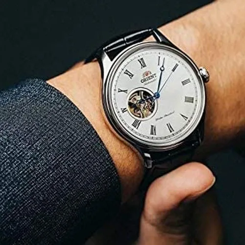 Vista 4 de Orient abierto corazón automático esfera blanca reloj de los hombres FAG00003W0