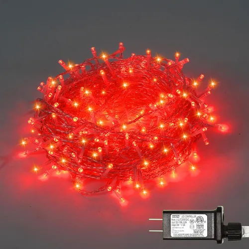 Vista 7 de Cadena de luces rosa para exteriores, decoraciones de San Valentín, 8 modos de luces de hadas de Navidad, enchufe para árbol del dormitorio