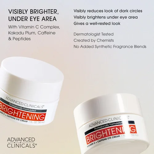 Vista 2 de Advanced Clinicals Bálsamo para Ojos con Vitamina C + Cafeína Crema Hidratante Facial Crema para Debajo de los Ojos para Mejorar la Apariencia