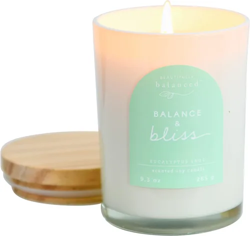 Vista 3 de Vela de soja de vidrio con tapa perfumada, Balance + Bliss, 9.3 onzas