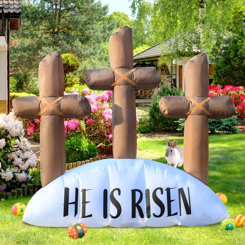 Vista 2 de Decoraciones inflables de Pascua para exteriores de 6 pies, con luces LED integradas, decoración de patio, para fiestas de Pascua, al aire libre