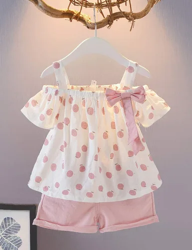 Vista 8 de Hipea Ropa de verano para bebés y niñas pequeñas, camisola con volantes, lunares y pantalones cortos casuales, ropa para recién nacida