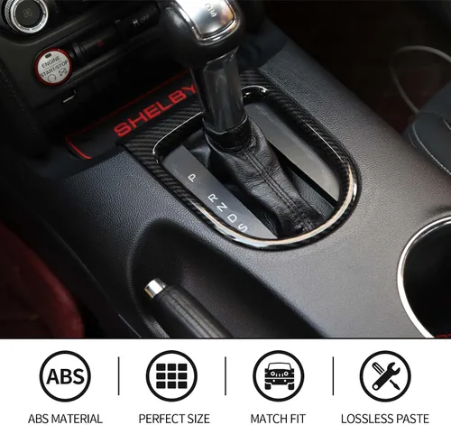 Vista 3 de JeCar Cubierta interior del panel de cambio de marchas de fibra de carbono Mustang Ajuste para Ford Mustang 2015-2023