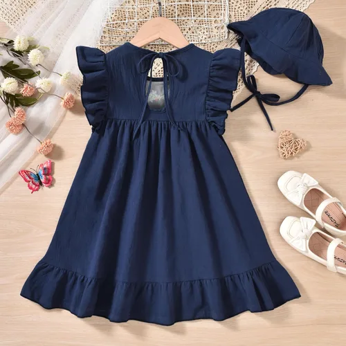 Vista 3 de fioukiay Vestido bohemio bordado con volantes sin mangas para niña pequeña