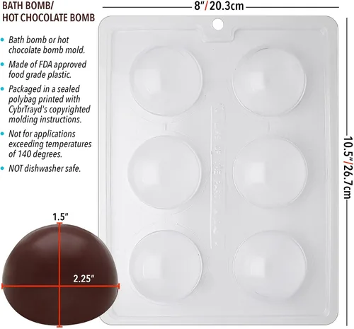 Vista 5 de Cybrtrayd Molde de caramelo de chocolate con bomba de baño con instrucciones exclusivas para moldeo de chocolate con derechos de autor de Cybrtrayd