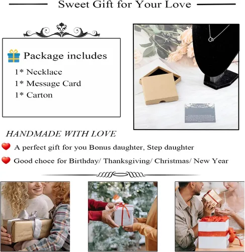 Vista 4 de OKEYCH Regalo de regalo para hija de padrastro, collar para hijastra, regalo para hijastra de madrastra padrastro, regalo de cumpleaños para hija