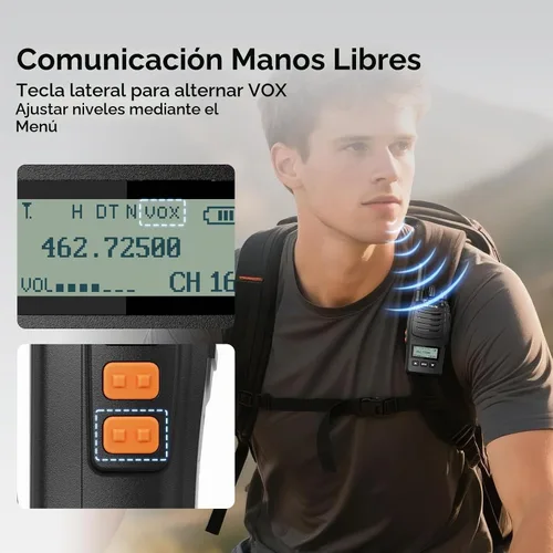 Vista 5 de Retevis Walkie Talkies de largo alcance H777D con pantalla LCD, radio FRS